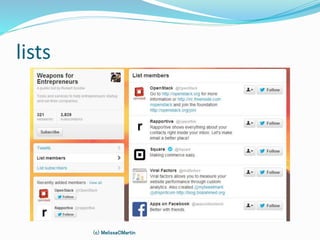 lists
(c) MelissaCMartin
 