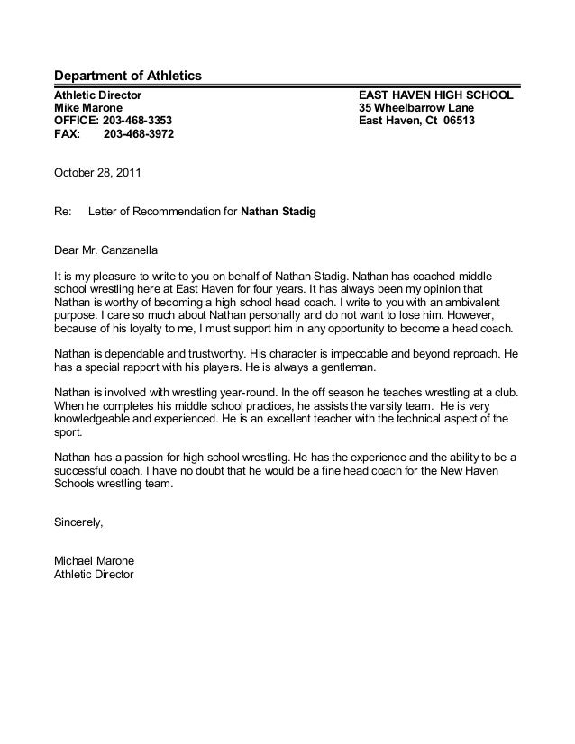 recommendation letter sle for a student athlete sle letter of sports recommendation letter