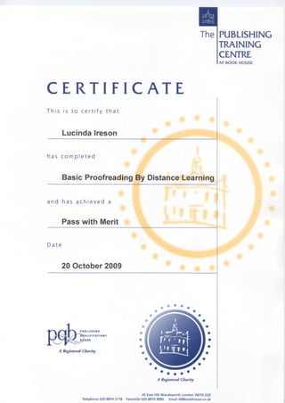 Proofreading Certificate
