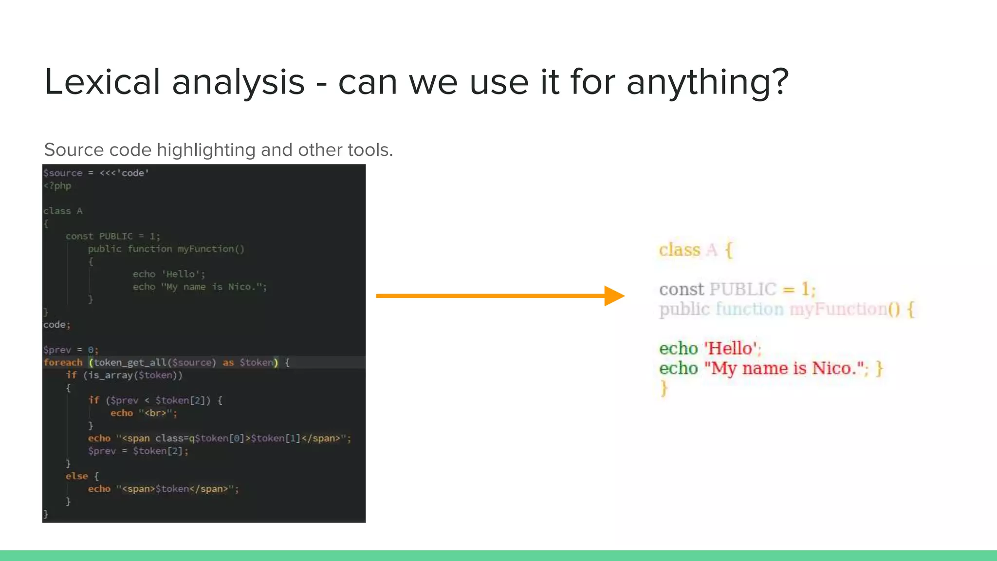 Lexical analysis - can we use it for anything? Source code highlighting and other tools. 