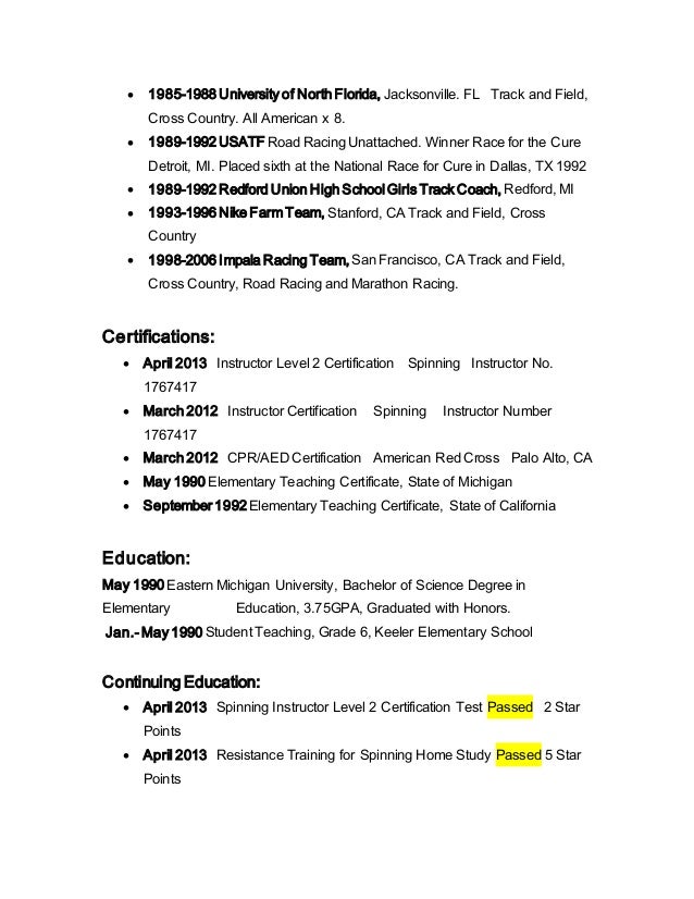 track coach resumes