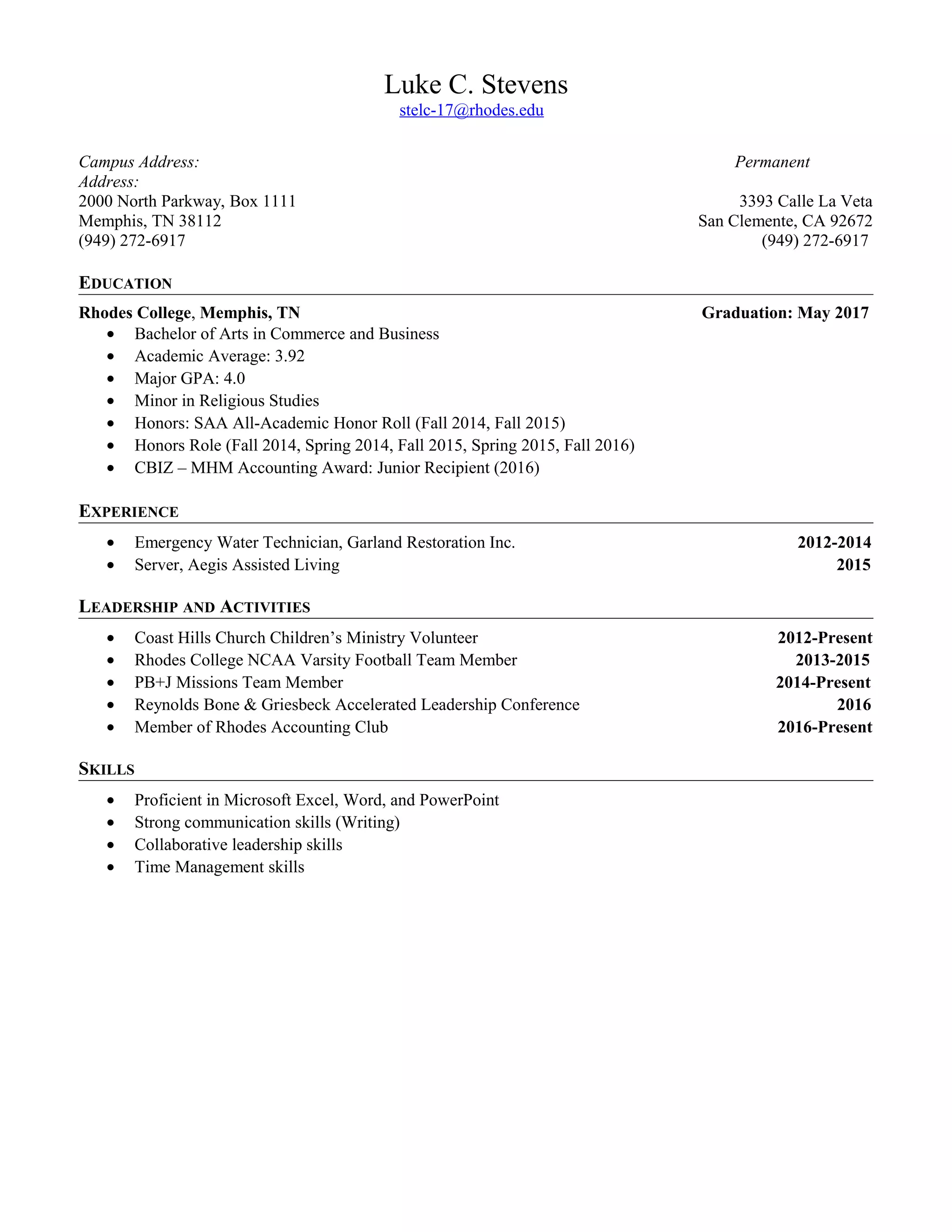 Luke Stevens Resume 1 PDF - Luke Stevens Resume 1 1 2048