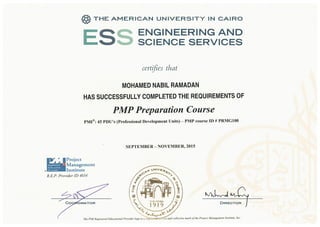 PMP Preparation Course " American University In Cairo "