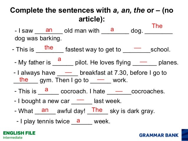 articles around a good sentence articles in your sentence