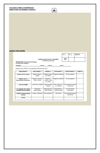COLEGIO CAMILO HENRÍQUEZ
DIRECCIÓN ACADÉMICA BÁSICA
ANEXO RELIGIÓN
 