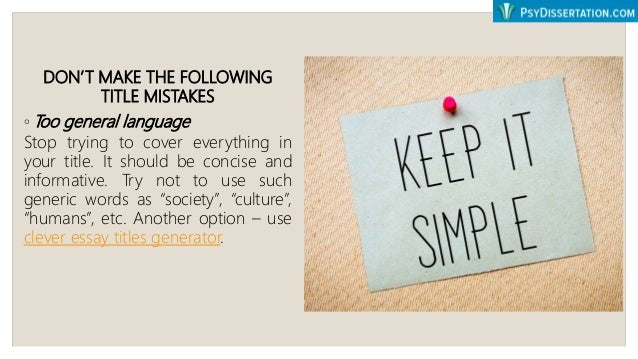 3 Basic Tips On Writing An Effective Essay Title