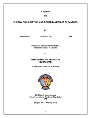 Consumption and Conservation of Elevators | PDF
