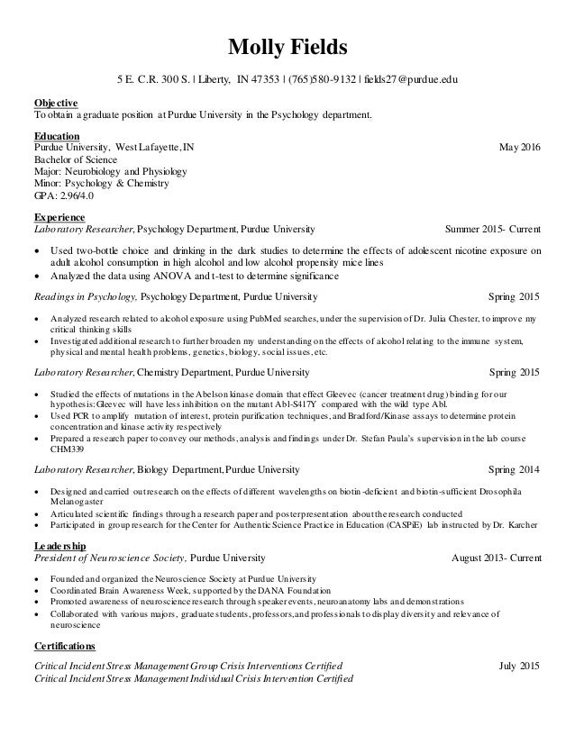 grad school resume