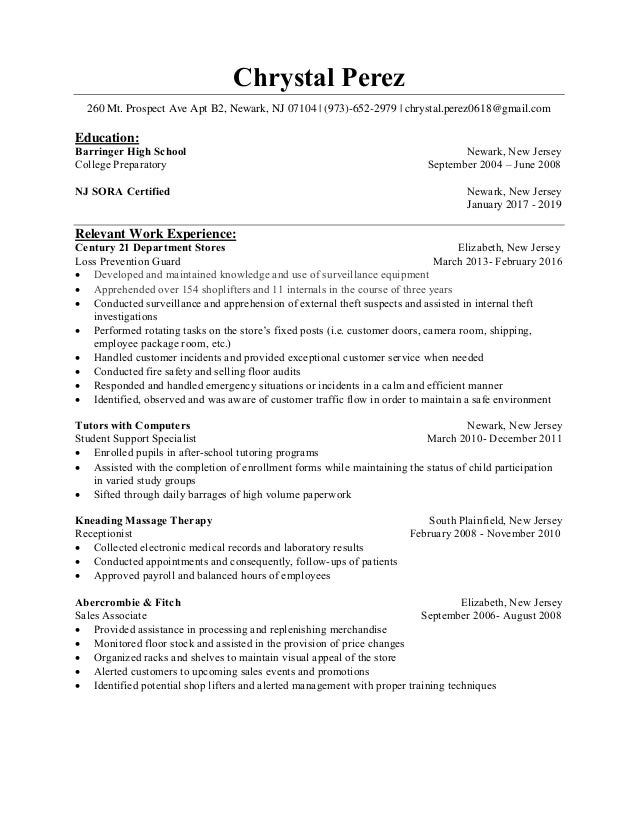 abercrombie and fitch resume