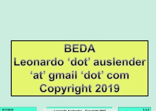 Leonardo Auslender –Ch. 1 Copyright 2004 1.1-19/17/2019
 