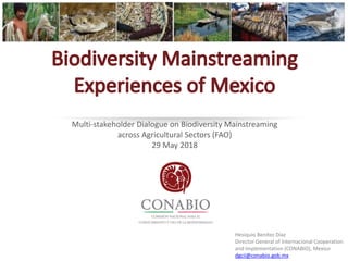 Multi-stakeholder Dialogue on Biodiversity Mainstreaming
across Agricultural Sectors (FAO)
29 May 2018
Hesiquio Benítez Dí...