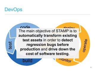 4
DevOps
The main objective of STAMP is to
automatically transform existing
test assets in order to detect
regression bugs...