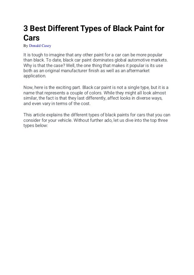 3 Best Different Types of Black Paint for Cars