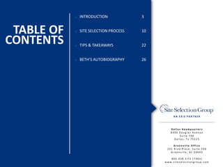 TABLE OF
CONTENTS
D a l l a s H e a d q u a r t e r s
8 3 0 0 D o u g l a s A v e n u e
S u i t e 7 0 0
D a l l a s , T x ...