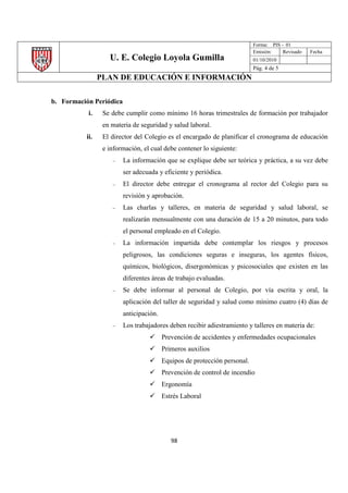 Programa de Seguridad y Salud del trabajo | PDF