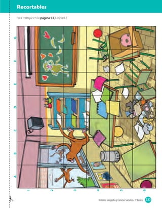 Para trabajar en la página 53, Unidad 2
GFEDCBA
1
2
3
4
5
6
233Historia, Geografía y Ciencias Sociales • 3º básico
Recortables
 