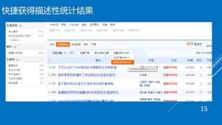 快捷获得描述性统计结果
15
 