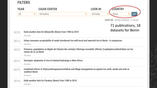 71 publications, 18
datasets for Benin
 