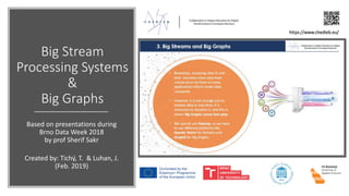 Big Stream
Processing Systems
&
Big Graphs
Based on presentations during
Brno Data Week 2018
by prof Sherif Sakr
Created by: Tichý, T. & Luhan, J.
(Feb. 2019)
https://www.chedteb.eu/
 