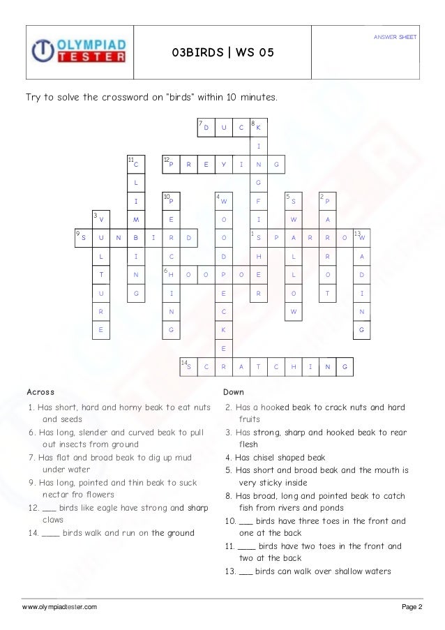 Class 3 Science Olympiad Sample Paper On Birds Set 01