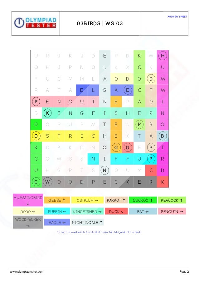 class 3 science olympiad sample paper on birds set 01