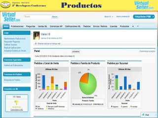 2º Developers Conference
Argentina - Abril 2014
● Publicaciones ( re-publicaciones, precios, stock, y mas… )
● Respuestas ( Plantillas, Clientes, Historia, y mas… )
● Pedidos ( Multi-Canal, Seguimiento Automatico… )
● Pagos ( integracion con MercadoPago )
● Envios ( Integracion con MercadoEnvios )
● Calificaciones ( Robot de Calificaciones )
● Cliientes ( Acceso Facil a toda la Historia del Cliente )
● Talles, Colores….Combos de Productos…. Y mas…
Productos
 