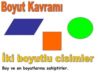 Boy ve en boyutlarına sahiptirler.
 