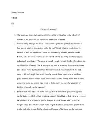 freedom of speech essay