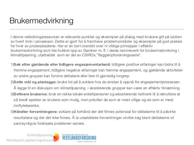 Brukermedvirkning Opplearning Ressurs For Klimatilpasning