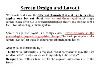 Human Computer Interaction: Screen Design and Layout | PDF
