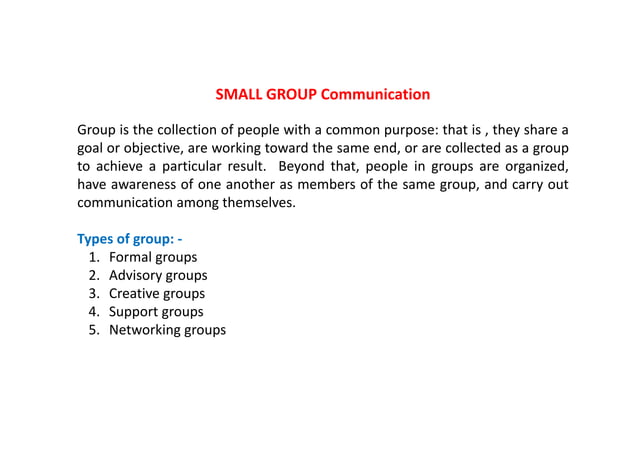 Org COm- small group communication | PPT