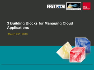 3 Building Blocks for Managing Cloud Applications March 25th, 2010 