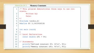 PROGRAM 3 Memory Constants
 