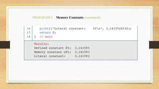 PROGRAM 3 Memory Constants (continued)
 