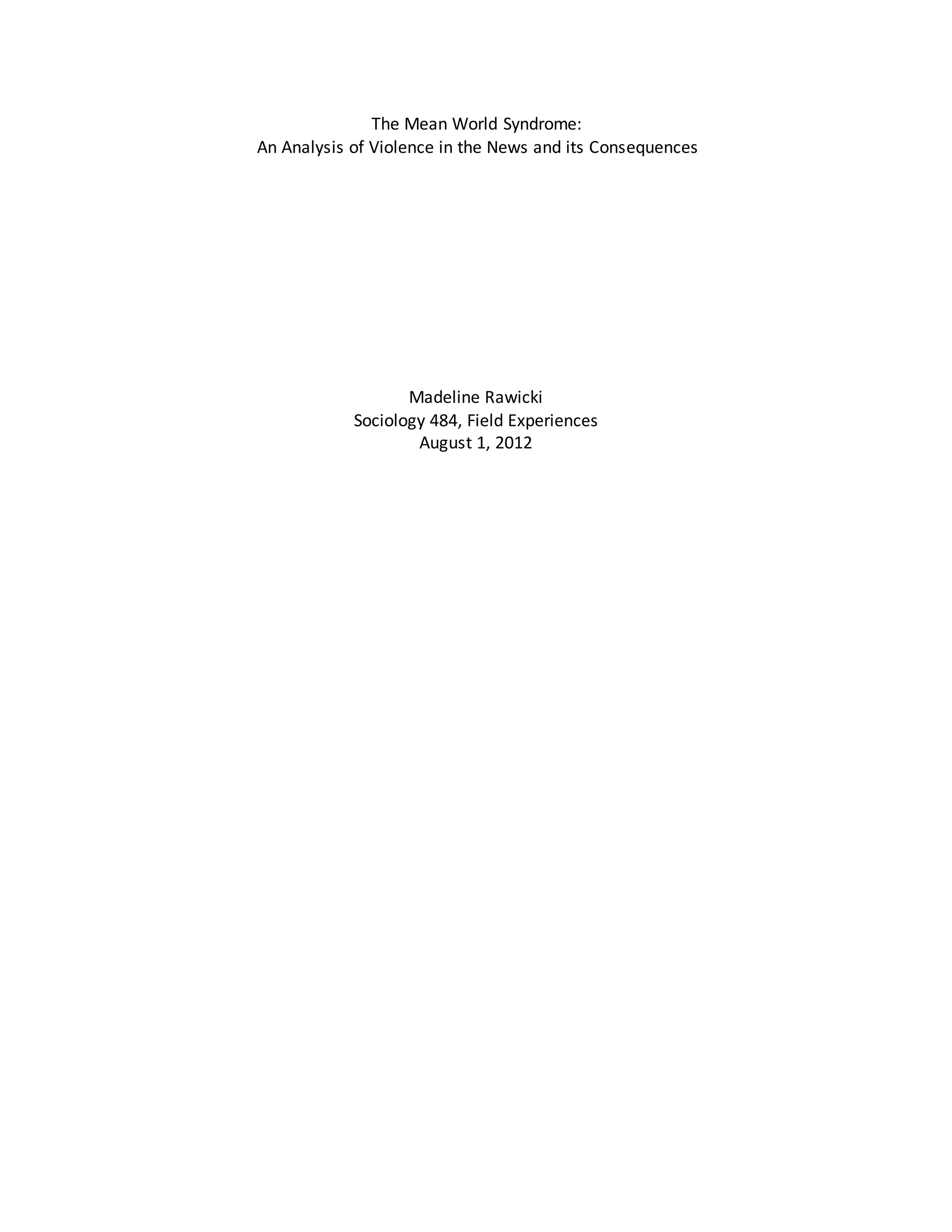 The Mean World Syndrome | DOCX