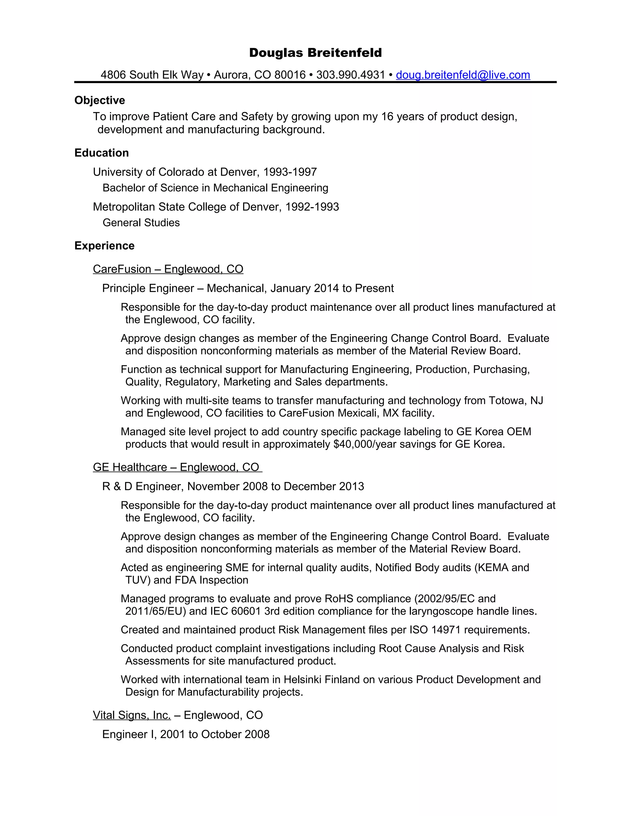 Resume Douglas Breitenfeld | DOC