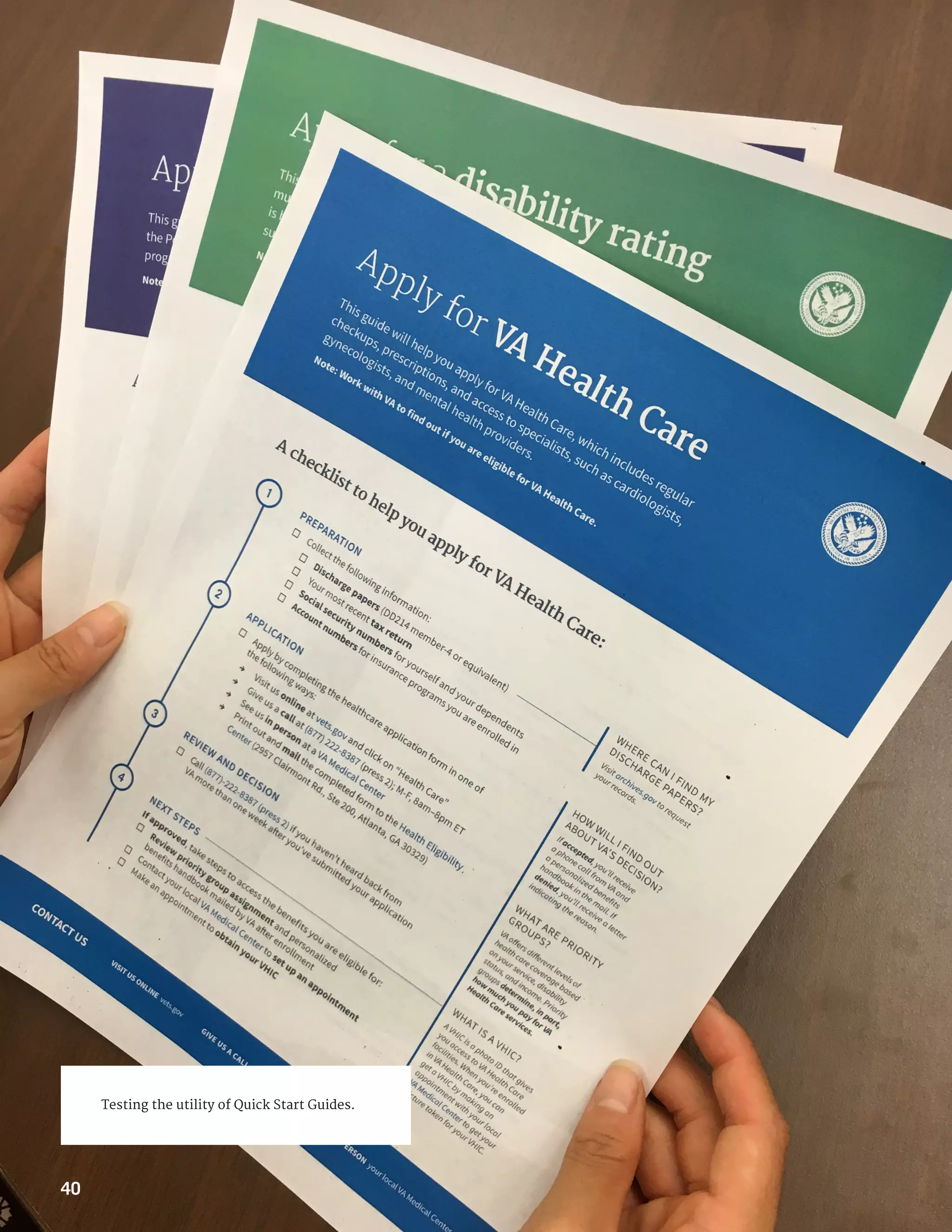 Testing the utility of Quick Start Guides.
40
 