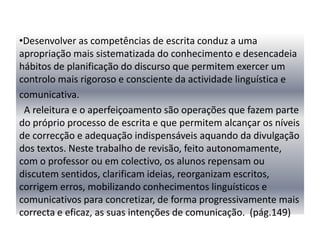 Escrita (3º ciclo)   pág.141cartas; correio electrónico; SMS; convites; avisos; recados• roteiros; sumários; notas; esquemas; planos• regulamentos; normas