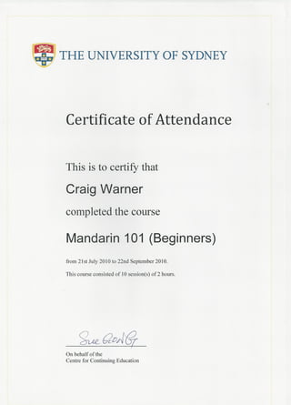 The University of Sydney Mandarin 101 2