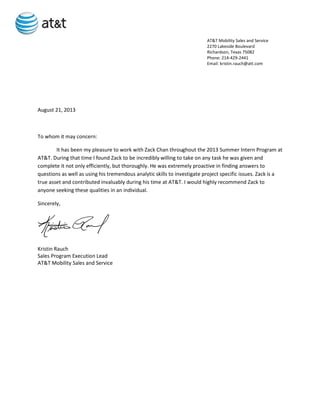 Letter of Recommendation_ATT Wireless | PDF