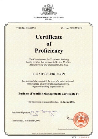 Certificate 1V