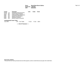 2015 Queen's University Transcript | PPT