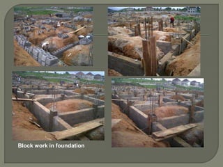 Block work in foundation
 