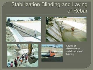 Laying of
Geotextile for
stabilization and
blinding
 