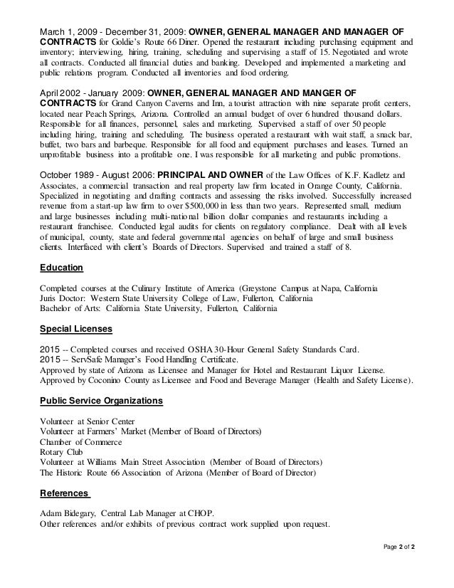 contract manager resume