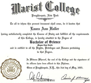 Marist College Bachelor of Science Diploma