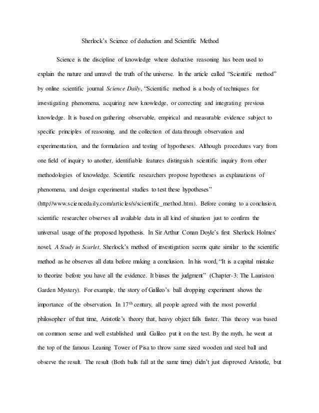Sherlock S Science Of Deduction And Scientific Method