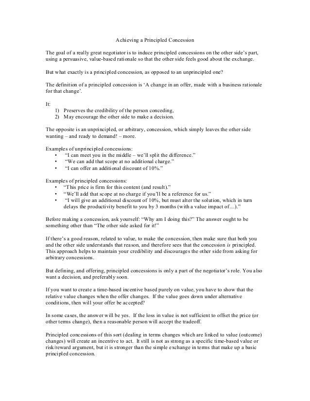 Blog Post Achieving a Principled Concession