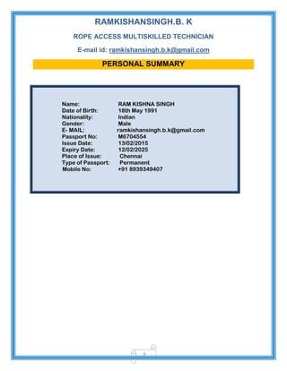 ramkishan singh cv 2016. | PDF