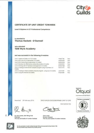 ICT PRO COM Units Certificate